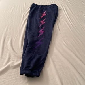 Aviator Nation Lightning Bolt Women’s Sweat Pants Joggers Sweats XS Navy NEW